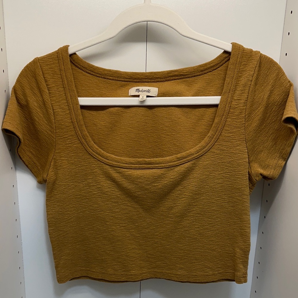 Madewell Mustard Tan Textured Crop Top